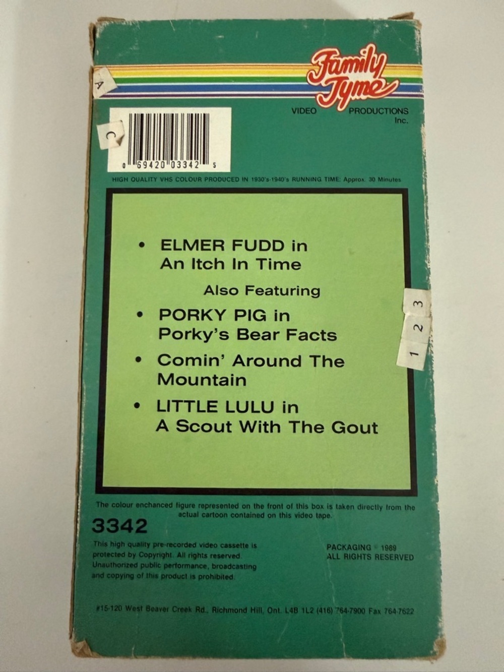 Elmer Fudd VHS Family Tyme Cartoons Porky Pig Little Lulu - Picture 3 of 10